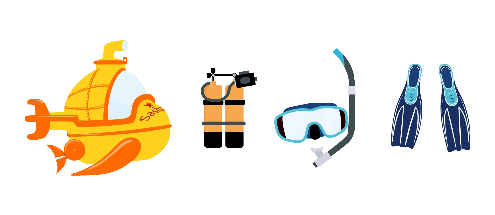 Diving Equipments Illustration