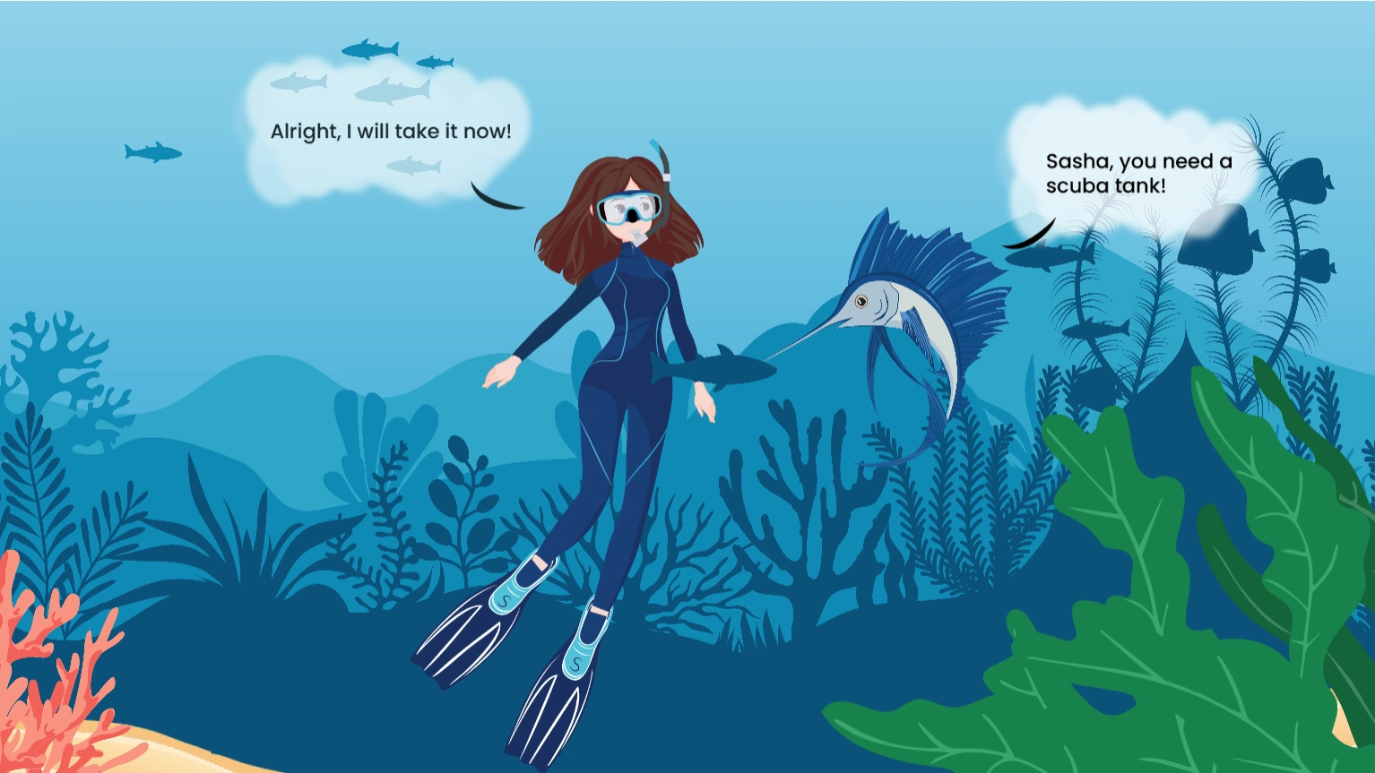 Sasha Diving Illustration